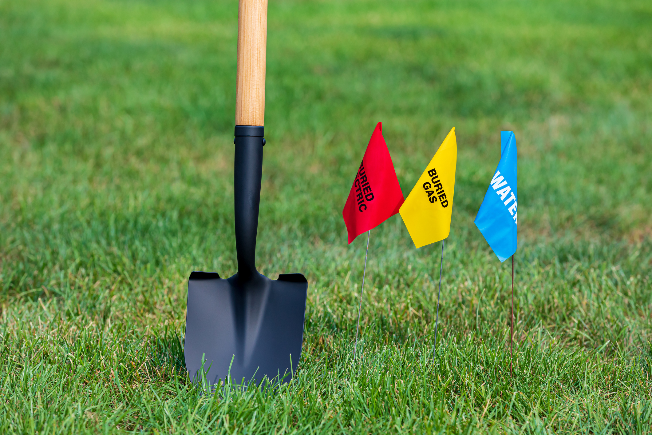 mark out flags and shovel