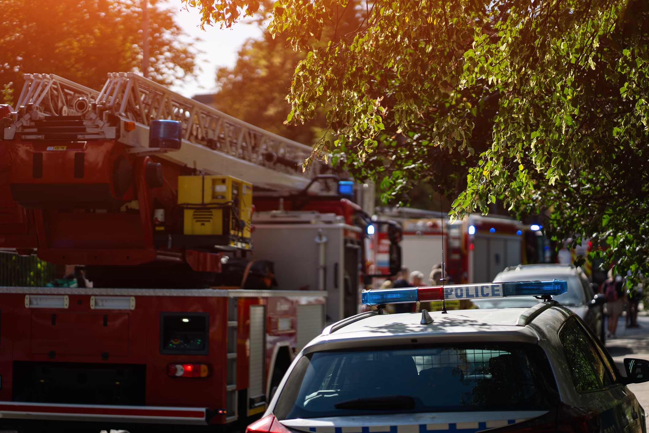 police and fire fighters respond to emergency